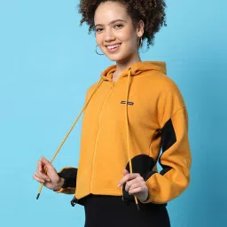 Campus Sutra Yellow Cotton Sweatshirt image 3