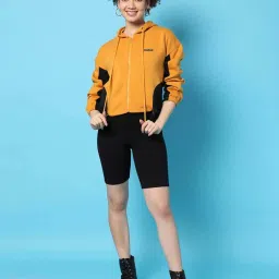 Campus Sutra Yellow Cotton Sweatshirt image 4