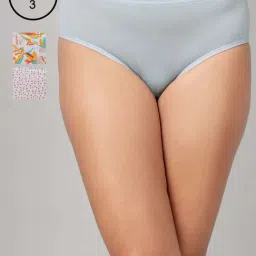 Clovia Blue Cotton Regular Fit Printed Panties - Pack Of 3-image-54