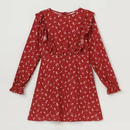 Tommy Hilfiger Girls Floral Printed Ruffles Fit & Flare Dress-picture-34
