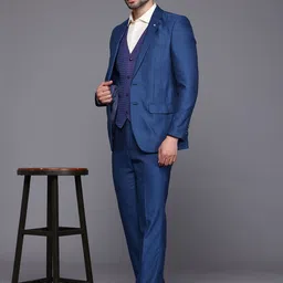 Raymond Woven Design Contemporary Fit Notched Lapel 3-Piece Suit image 5