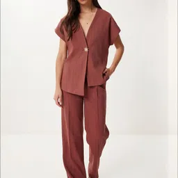 Happiness istanbul Short Sleeves Pure Cotton Shirt With Trousers image 5