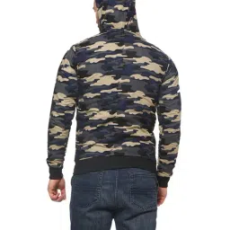 Campus Sutra Blue Regular Fit Printed Hooded Jacket image 2