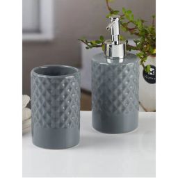 Kookee Grey Ceramic Soap Dispenser & Toothbrush Holder-picture-33