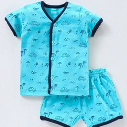 Cucumber Half Sleeves Tee And Short Set All Over Printed - Blue-picture-49
