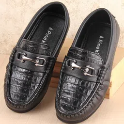 Pine Kids Slip on Formal Wear Shoes with Chain Link - Black-picture-37