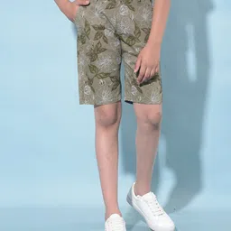 CRIMSOUNE CLUB Floral Printed Shorts - Olive Green-picture-11