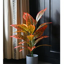 Blooming Floret Artificial Red Iceton Croton Plant-picture-22