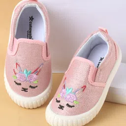 Cute Walk by Babyhug Slip On Casual Shoes with Kitty Embroidery - Pink-picture-12