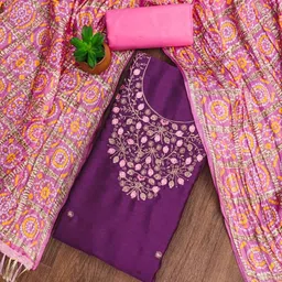 LeeliPeeri Designer Embroidered Unstitched Dress Material-image-18