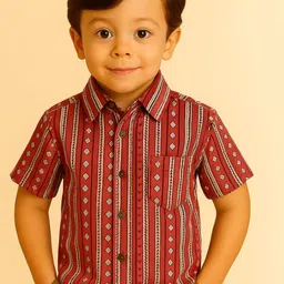 YK Boys Vertical Striped Spread Collar Casual Shirt-picture-42