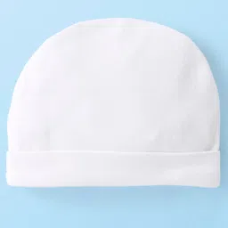 Babyhug 100% Cotton Knit Solid Color Cap Mittens & Booties White - Diameter 9 cm image 3