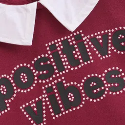 Honeyhap Premium Cotton Rich Brushed Fleece Full Sleeves Sweatshirt With Bio Finish Text Print - Persian Red image 3