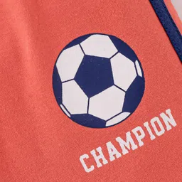 Tango Single Jersey Knit Shorts With Football Print - Peach image 3