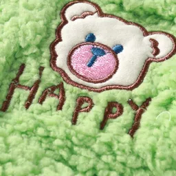 Kookie Kids Full Sleeves Hooded Winter Jacket with Bear Patch & Ear Applique - Light Green image 3