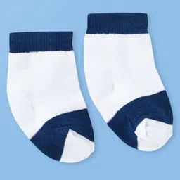 Doodle Poodle Cotton Knit Ankle Length Sky & Stripes Printed Socks  Pack of 5 - Bright White & Navy Blue image 3
