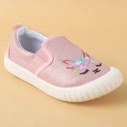 Cute Walk by Babyhug Slip On Casual Shoes with Kitty Embroidery - Pink image 3