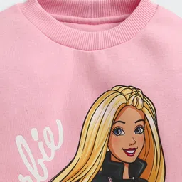 Barbie by Tiny Girl Woven Mattel Featuring Full Sleeves Character Printed Sweatshirt - Pink image 4
