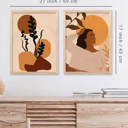 Kotart Brown & Orange 2 Pieces Wood Abstract Wall Paintings image 3
