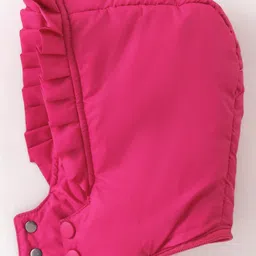 Babyhug Woven Full Sleeves Padded Hooded Winter Jacket with Bow Applique & Pockets - Dark Pink image 4
