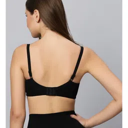 TUMMY Bamboo Cotton Solid Nursing Breast Feeding Bra & High Waist Maternity Panty Set - Black image 5