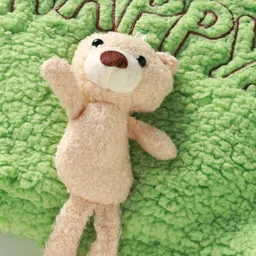 Kookie Kids Full Sleeves Hooded Winter Jacket with Bear Patch & Ear Applique - Light Green image 4