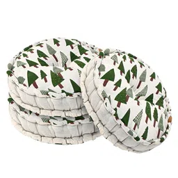 Kuber Industries Green & White 3 Pieces Printed Sitting Chair Cushion Pads image 5