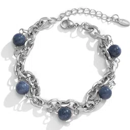 StyleCast x Revolte Men Silver-Plated Artificial Beaded Link Bracelet image 5