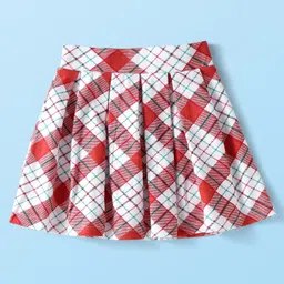 Babyhug Disney Cotton Knit Full Sleeves Top & Skirt Set With Minnie Mouse Graphics - White & Red image 5