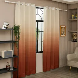 Story@Home 215 Cm (7 Ft) Polyester Door Curtain Single Curtain, Brick Red & Light Grey, Gradient-picture-12