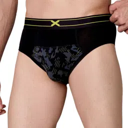 FRENCHIE Men Pack Of 2 Printed Mid-Rise Basic Briefs FR-MI-BF-SIN-1X5-BLACK-S-PO2 image 5