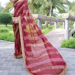 priyashi Striped Embroidered Pure Georgette Saree image 4
