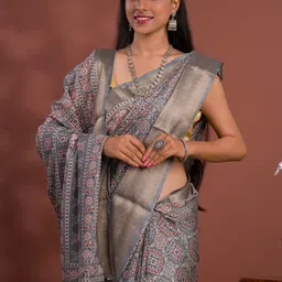 KCPC BANDHANI Grey Silk Cotton Printed Sarees-image-66