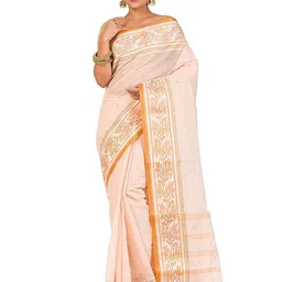 RAJ SAREE HOUSE Zari Pure Cotton Taant Saree image 1