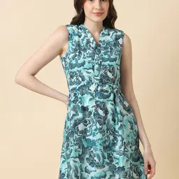 Allen Solly Woman Tropical Printed Belted Fit & Flare Mini Dress-picture-31