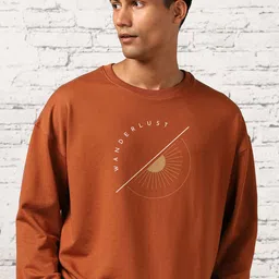 NOBERO Men Oversized Graphic Printed Sweatshirt image 2
