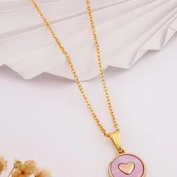 SZN Set Of 2 Gold-Plated Beaded Geometric Shaped Enamelled Pendant With Chain image 2