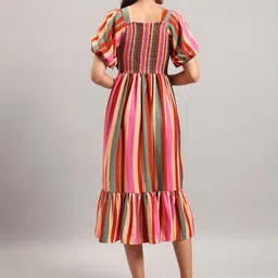 Raiyani Enterprise Striped Printed Square Neck Fit and Flare Maxi Dress image 3