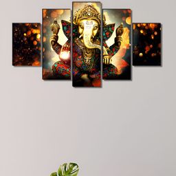 Livin'luxe Gold-Toned & Black 5 Piece Wood Other Wall Paintings-picture-10