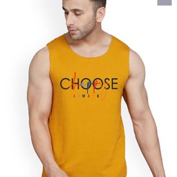 SLOWLORIS Pack Of 2 Printed Combed Cotton Gym Vests VSL26 CMB(CHS MUSTARD)(LOUD BLACKGREY)-image-65