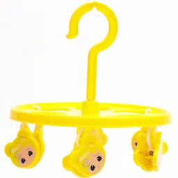 fab n funky Hanger With Mushroom Shape Hook - 6 Clips (Color & Design May Vary)-picture-34