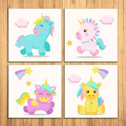 WENS Unicorn Sparkle Laminated Wall Panels Set of 4 - Multicolour-picture-25