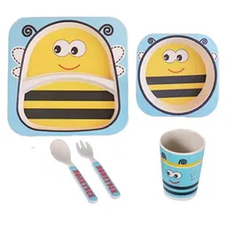 FunBlast Bamboo Fiber Feeding Set Bee Print Multicolour - 5 Pieces-picture-28