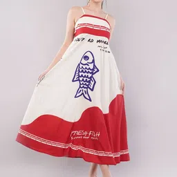 clobug Print Crepe A-Line Midi Dress image 4