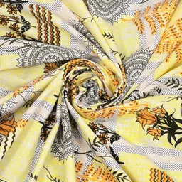 Myntra Elegant Homes Yellow & Grey Floral 180 TC King Bedsheet with 2 Pillow Covers image 4