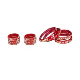 SOMIL Set Of 12 Artificial Stones & Beads Studded Glass Bangles-picture-29
