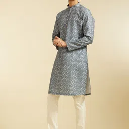 Diwas by Manyavar Men Geometric Printed Kurta with Pyjama image 4