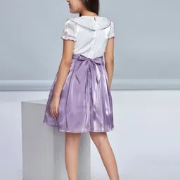 Peppermint Girl Solid Puff Sleeves Chiffon A-Line Dress image 4