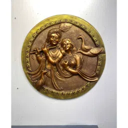 artociti 31x31 Inches Round Radha Krishna 3D Relief Mural Wall Art image 4