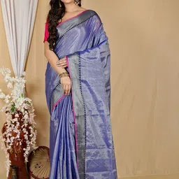 PuJoy Woven Design Zari Silk Cotton Tisuka Par Saree-image-71